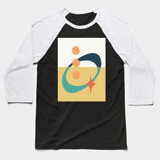 Mid Century Atomic Abstract Yellow, Teal, Orange Baseball T-Shirt